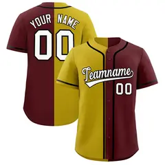 Old Gold Burgundy Split Fashion Authentic Baseball Jersey 1