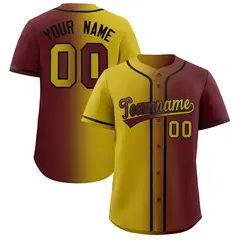 Old Gold Burgundy Two Tone Gradient Fashion Baseball Jersey