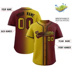 Old Gold Burgundy Two Tone Gradient Fashion Baseball Jersey 2