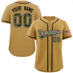 Old Gold Camo Font Authentic Baseball Jersey