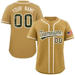 Old Gold Camo Font Authentic Baseball Jersey 1