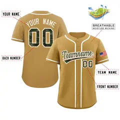 Old Gold Camo Font Authentic Baseball Jersey 2