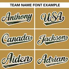 Old Gold Camo Font Authentic Baseball Jersey 3
