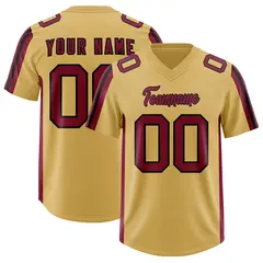 Old Gold Cardinal and Black Side Stripe Football Jersey 1