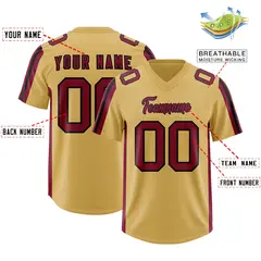 Old Gold Cardinal and Black Side Stripe Football Jersey 2