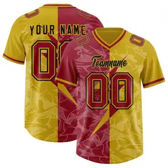 Old Gold Cardinal Split Lightning Pattern Football Jersey 1