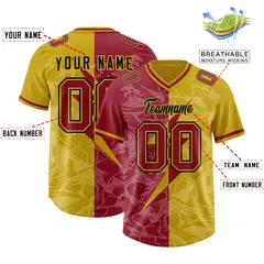 Old Gold Cardinal Split Lightning Pattern Football Jersey 2