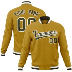 Old Gold Classic Varsity Full-Snap Letterman Baseball Jacket 1
