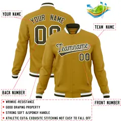 Old Gold Classic Varsity Full-Snap Letterman Baseball Jacket 4