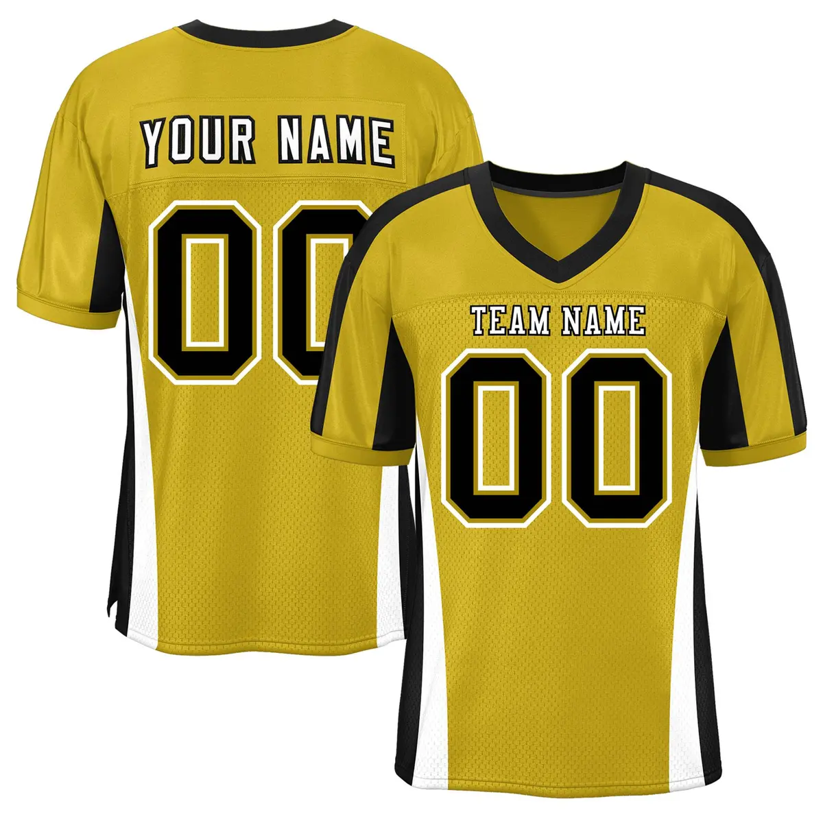 Old Gold Color Block Mesh Authentic Football Jersey