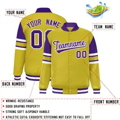 Old Gold Color Block Varsity Full-Snap Letterman Jacket 2
