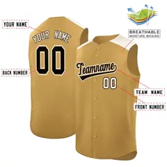 Old Gold Cream Classic Sleeveless Baseball Jersey 2