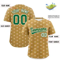 Old Gold Cream Polka Dot Graffiti Authentic Baseball Jersey 2