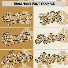 Old Gold Cream Split Flower Graffiti Baseball Jersey 3