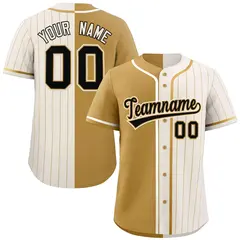 Old Gold Cream Stripe-Solid Combo Baseball Jersey 1