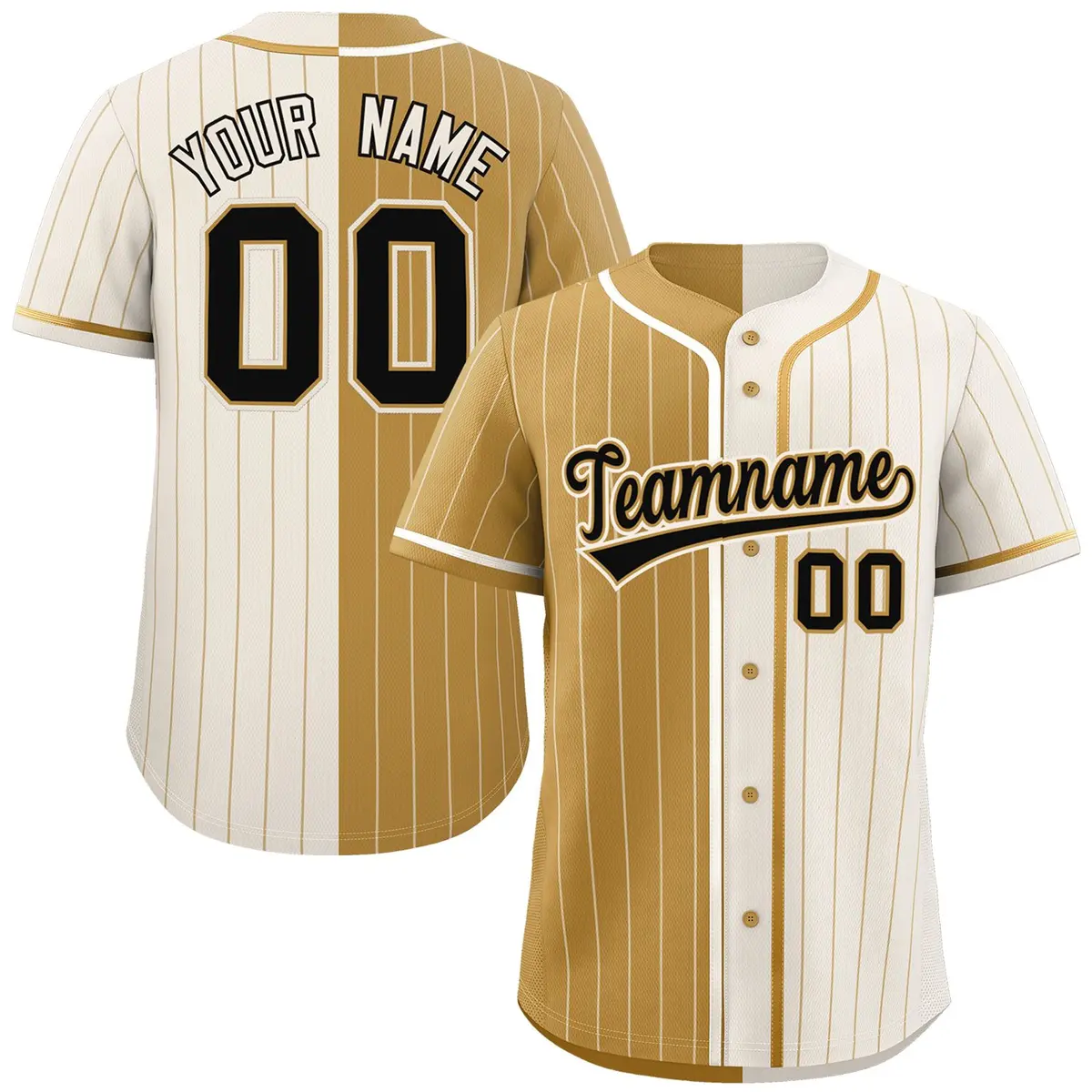 Old Gold Cream Striped Two Tone Authentic Baseball Jersey
