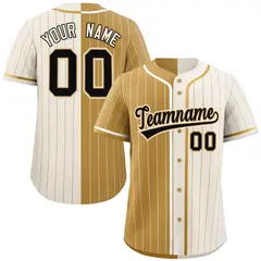 Old Gold Cream Striped Two Tone Authentic Baseball Jersey 1