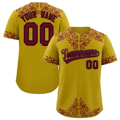 Old Gold Crimson Baroque Style Baseball Jersey 1