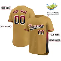 Old Gold Crimson Black Gradient Side Baseball Jersey 2