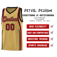 Old Gold Crimson-Black Ribbon Pattern Basketball Kits 2
