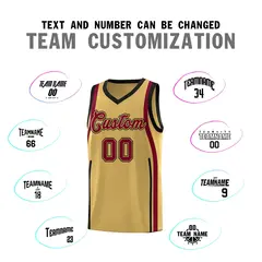 Old Gold Crimson-Black Ribbon Pattern Basketball Kits 4