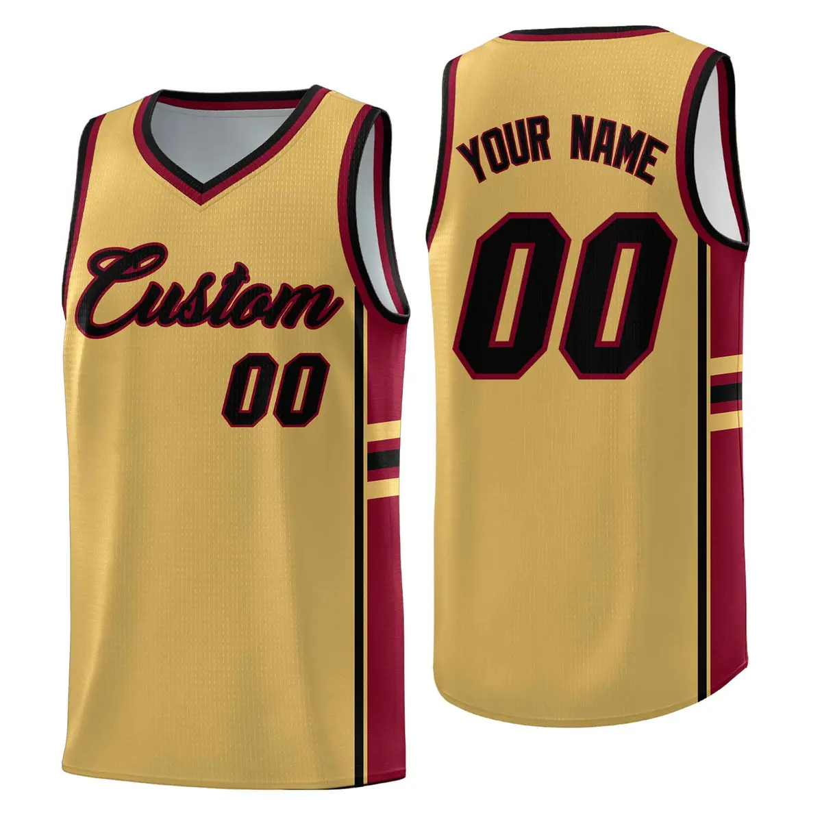 Old Gold Crimson Color Block Basketball Jersey