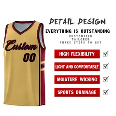 Old Gold Crimson Color Block Basketball Jersey 2