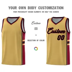 Old Gold Crimson Color Block Basketball Jersey 3