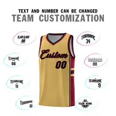 Old Gold Crimson Color Block Basketball Jersey 4