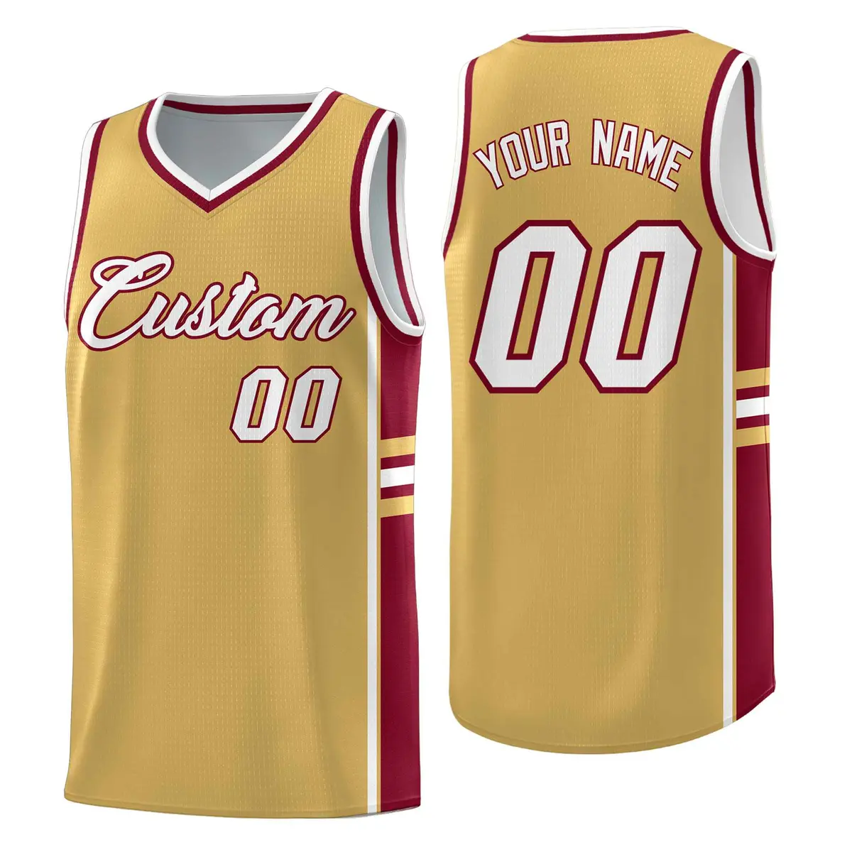 Old Gold Crimson Color Block Varsity Basketball Jersey