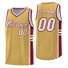 Old Gold Crimson Color Block Varsity Basketball Jersey 1