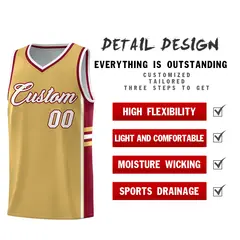 Old Gold Crimson Color Block Varsity Basketball Jersey 2