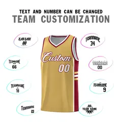 Old Gold Crimson Color Block Varsity Basketball Jersey 4