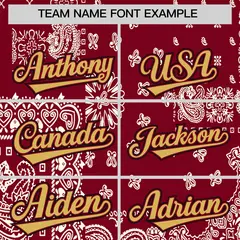 Old Gold Crimson Cream Cashew Flower Graffiti V-Neck Hockey Jersey 3