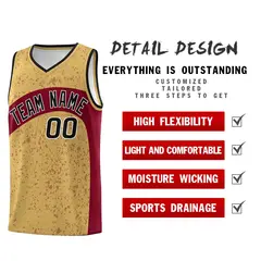Old Gold Crimson Dot Graffiti Irregular Pattern Basketball Jersey 2