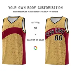 Old Gold Crimson Dot Graffiti Irregular Pattern Basketball Jersey 3