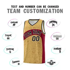 Old Gold Crimson Dot Graffiti Irregular Pattern Basketball Jersey 4