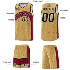 Old Gold Crimson Dot Graffiti Irregular Pattern Basketball Jersey 5