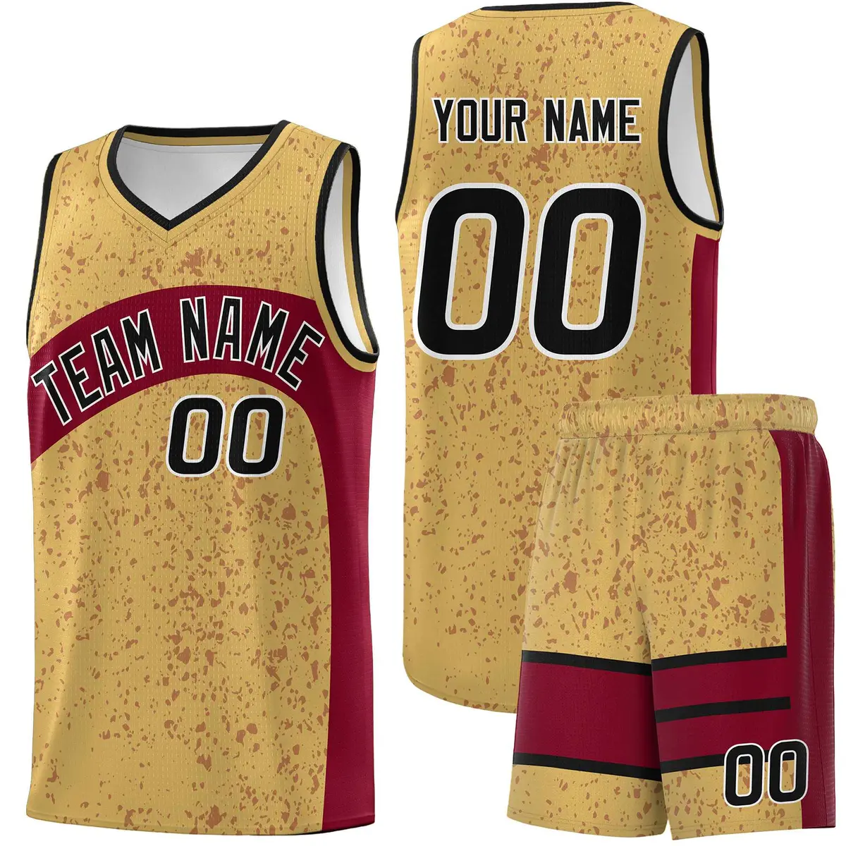 Old Gold Crimson Dot Graffiti Irregular Pattern Basketball Jersey