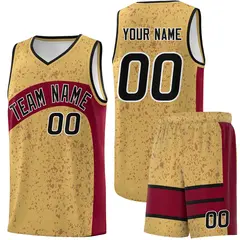 Old Gold Crimson Dot Graffiti Irregular Pattern Basketball Jersey 1