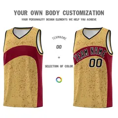 Old Gold Crimson Dot Graffiti Irregular Pattern Basketball Jersey 3