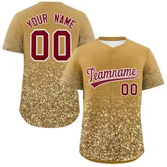 Old Gold Crimson Gradient Sparkle-Effect Baseball Jersey