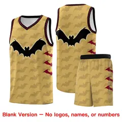 Old Gold Crimson Halloween Bat Pattern Basketball Jersey 7