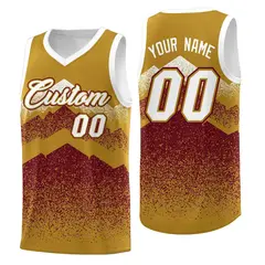 Old Gold Crimson Mountain Fade Gradient Basketball Jersey 1