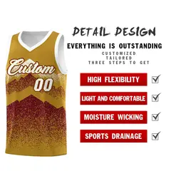 Old Gold Crimson Mountain Fade Gradient Basketball Jersey 2