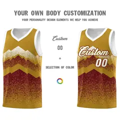 Old Gold Crimson Mountain Fade Gradient Basketball Jersey 3