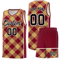 Old Gold Crimson-White Grid Basketball Kits For Team