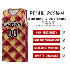 Old Gold Crimson-White Grid Basketball Kits For Team 2