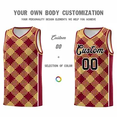 Old Gold Crimson-White Grid Basketball Kits For Team 3