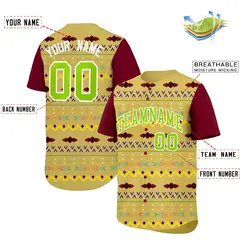 Old Gold Crimson White Mexican Style Baseball Jersey 2